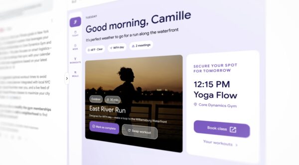 Abstract AI search interface representing Google Search evolving into an AI-powered assistant